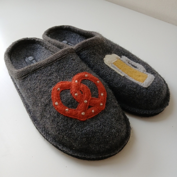Haflinger Embroidered Soft Sole Slippers Dark Gray EU 43 - Picture 1 of 6